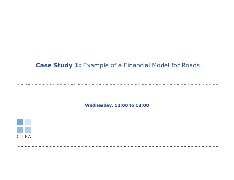 [PDF] Case Study 1: Example of a Financial Model for Roads