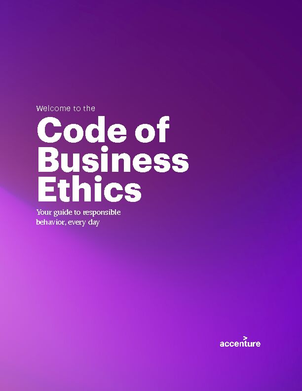 [PDF] The Accenture Code of Business Ethics