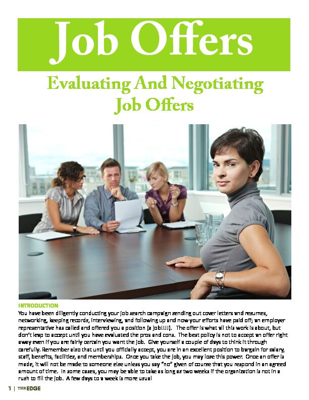 [PDF] Evaluating And Negotiating Job Offers