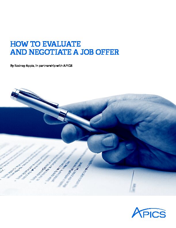 [PDF] HOW TO EVALUATE AND NEGOTIATE A JOB OFFER