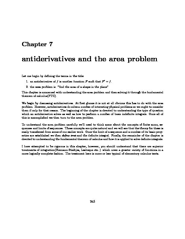 [PDF] antiderivatives and the area problem - supermathinfo