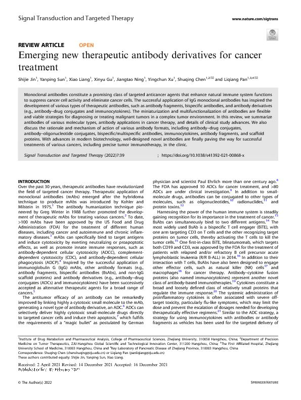 Emerging new therapeutic antibody derivatives for cancer treatment