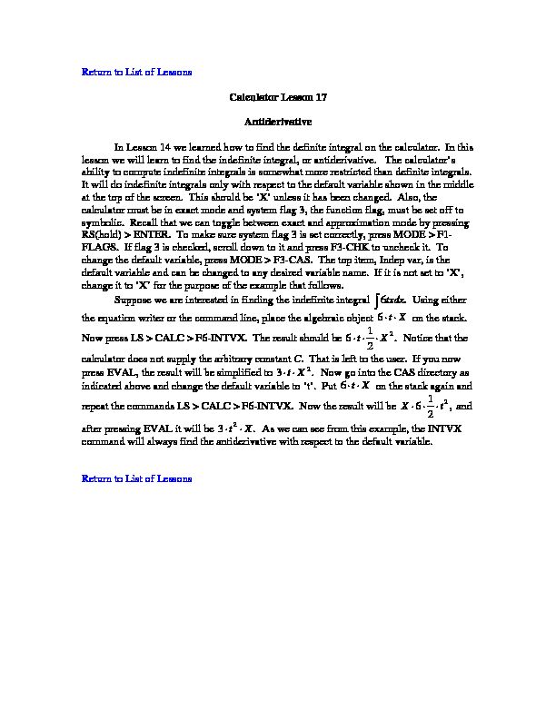 [PDF] Calculator Lesson 17 Antiderivative