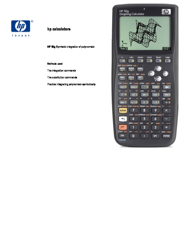 [PDF] HP 50g Symbolic integration of polynomials - hp calculators