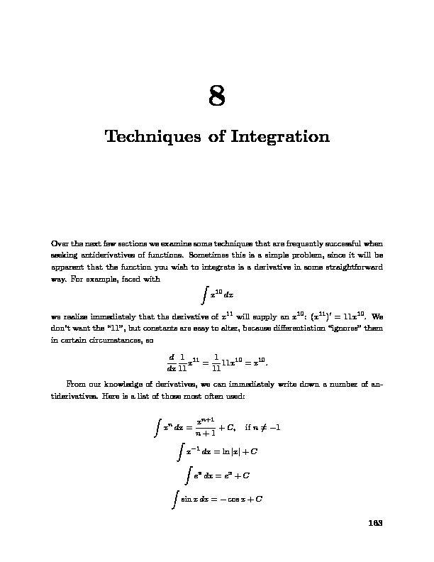 [PDF] Techniques of Integration