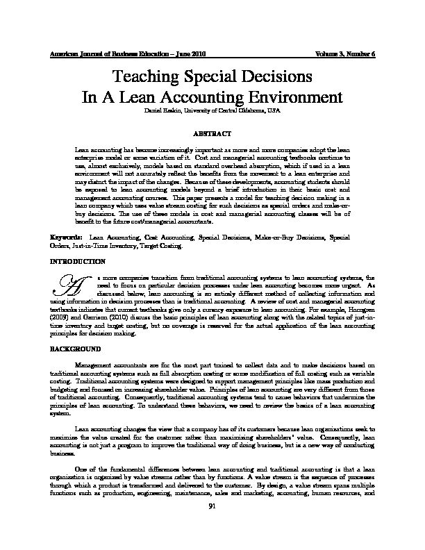 [PDF] Teaching Special Decisions in a Lean Accounting Environment - ERIC