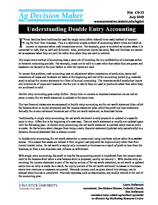 [PDF] Understanding Double Entry Accounting