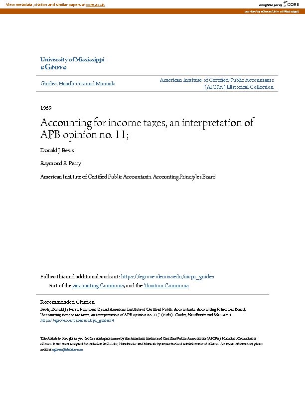 [PDF] Accounting for income taxes, an interpretation of APB opinion no 11;