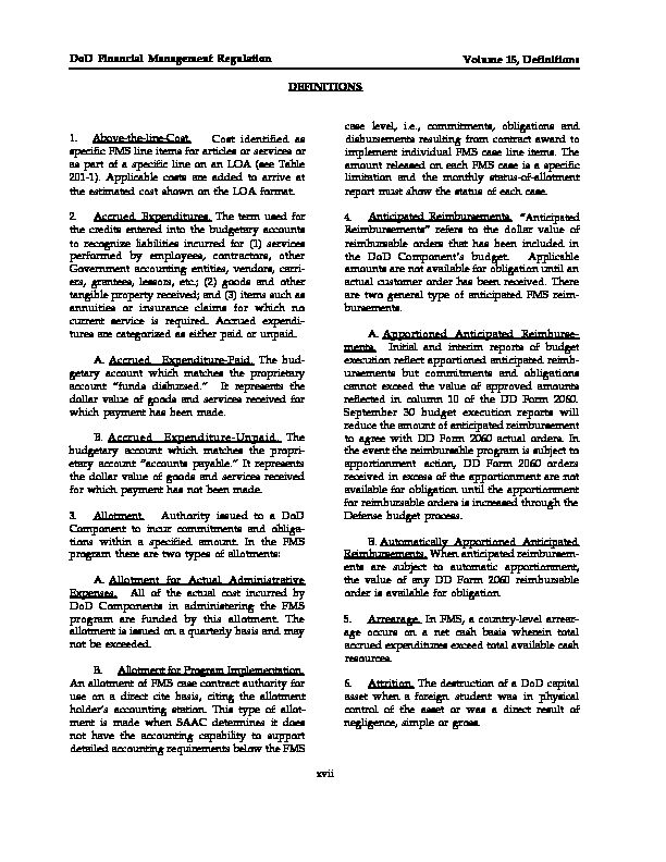 [PDF] DoD Financial Management Regulation Volume 15, Definitions