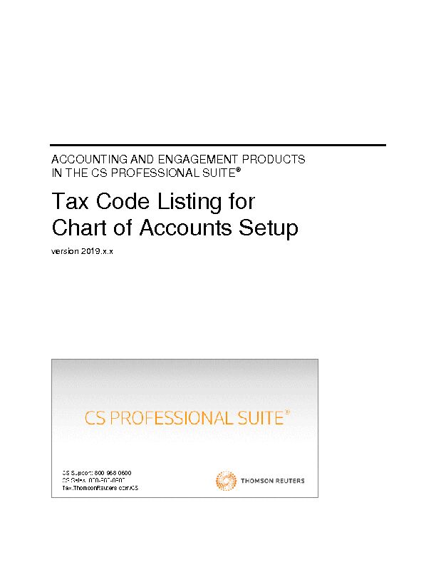 [PDF] Tax Code Listing for Chart of Accounts Setup - CS Professional Suite