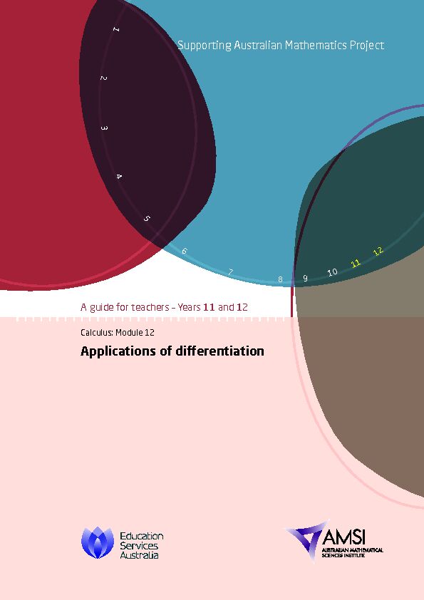 [PDF] Applications of differentiation - Australian Mathematical Sciences