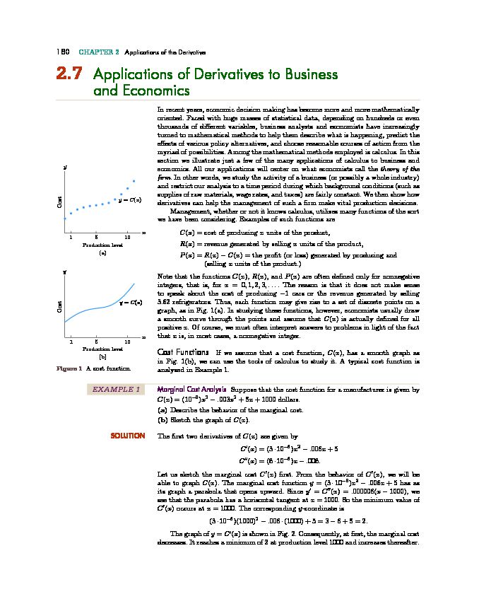 [PDF] 27 Applications of Derivatives to Business and Economics