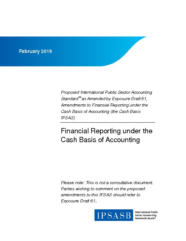 Financial Reporting under the Cash Basis of Accounting