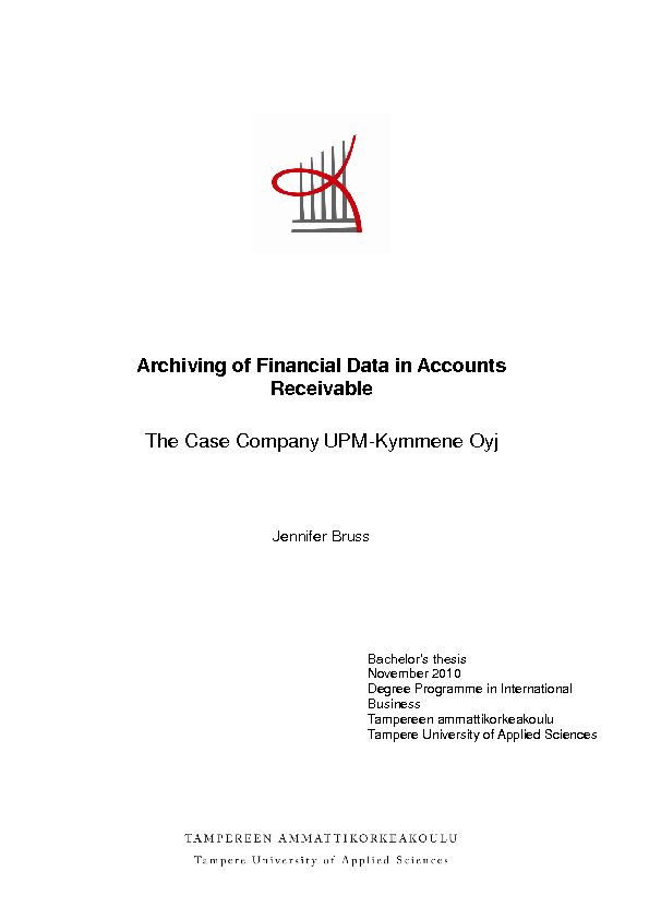 [PDF] Archiving of Financial Data in Accounts Receivable - Theseus