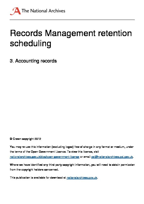 [PDF] Records Management retention scheduling - The National Archives