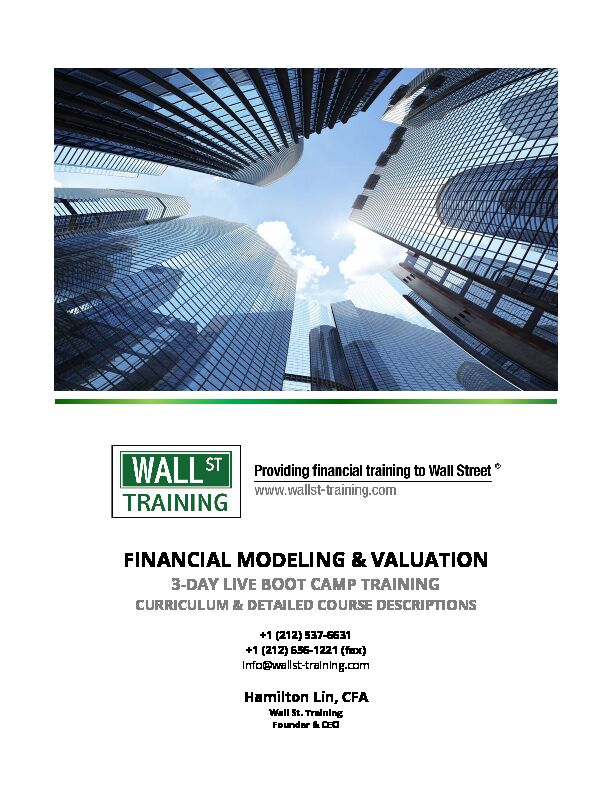 [PDF] financial modeling & valuation - 3-day live boot camp training