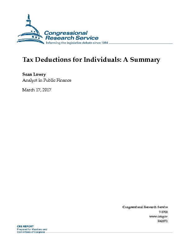 [PDF] Tax Deductions for Individuals: A Summary