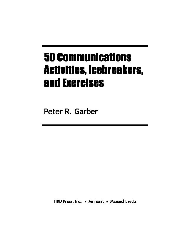 [PDF] 50 Communications Activities, Icebreakers, and  - HRD Press Online