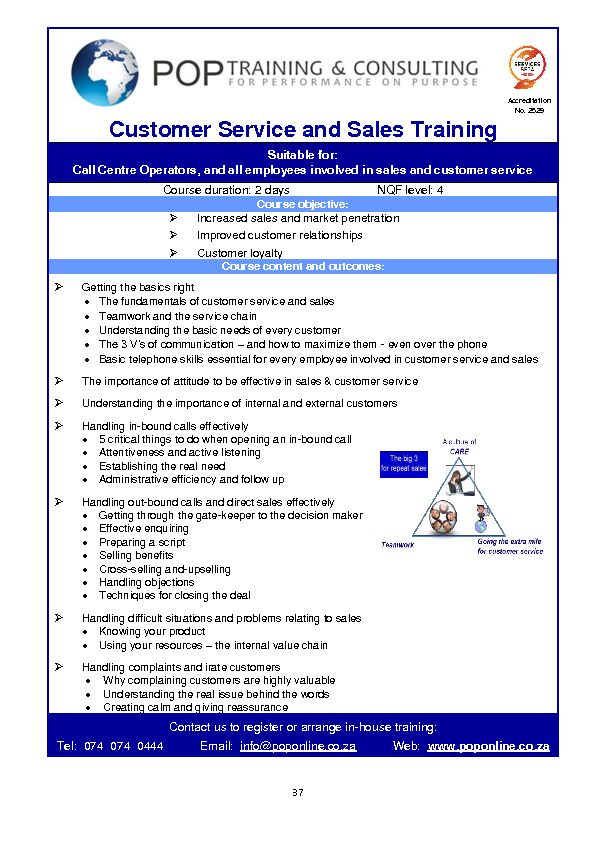[PDF] Customer Service and Sales Training
