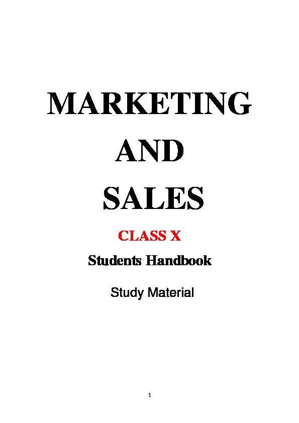 [PDF] MARKETING AND SALES - CBSE Academic