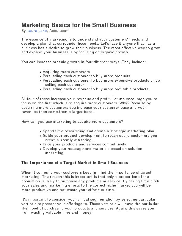 [PDF] Marketing Basics