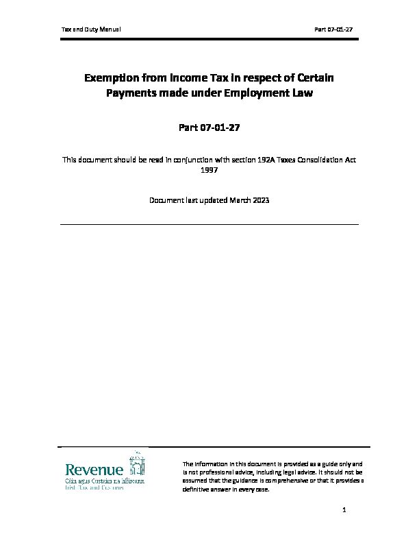 [PDF] Part 07-01-27 - Exemption from income tax in respect of  - Revenue
