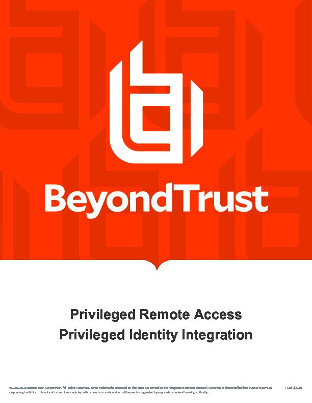 [PDF] Privileged Remote Access Privileged Identity Integration - BeyondTrust