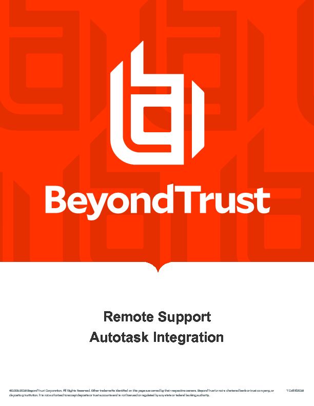 [PDF] BeyondTrust Remote Support Autotask Integration Guide