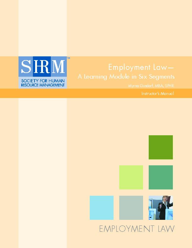 Employment Law— A Learning Module in Six Segments - SHRM