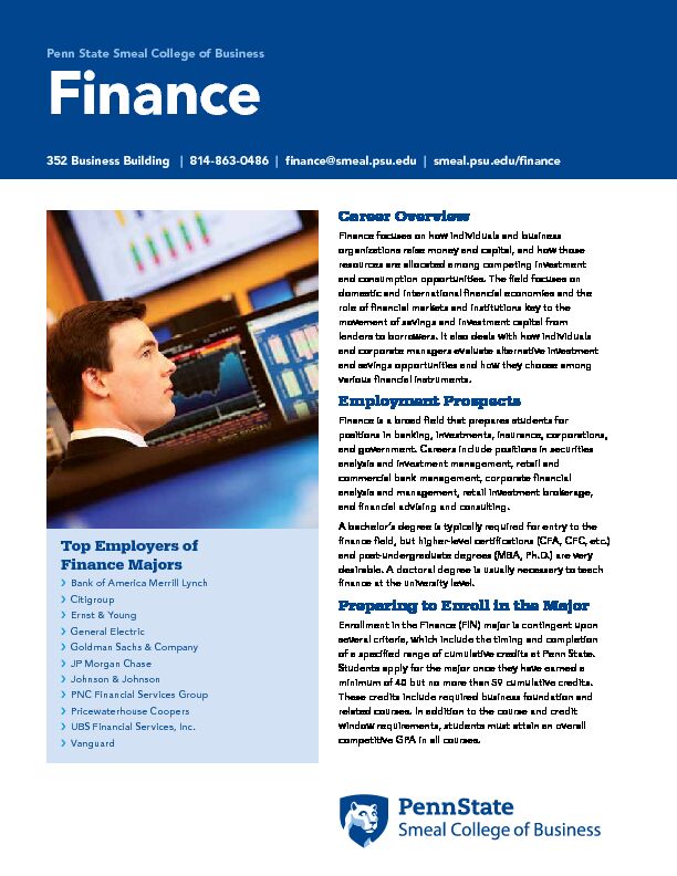 [PDF] Finance - Penn State Undergraduate Admissions