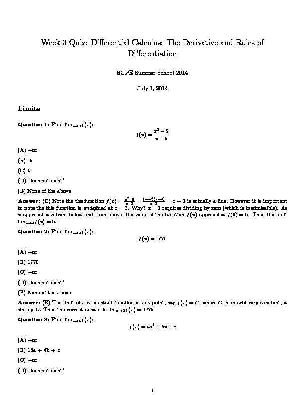 [PDF] Week 3 Quiz: Differential Calculus: The Derivative and Rules of