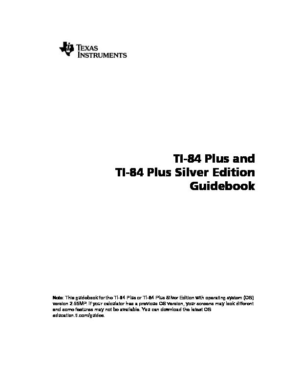 [PDF] TI-84 Plus and TI-84 Plus Silver Edition Guidebook