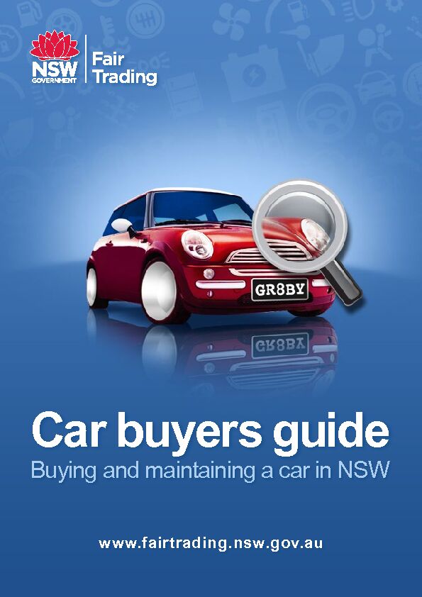 [PDF] Car buyers guide - Buying and maintaining a car in NSW