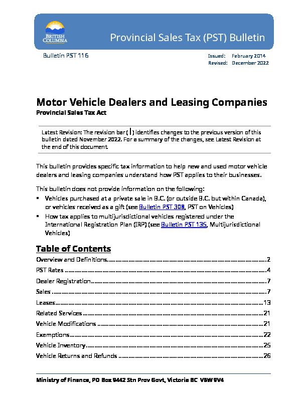 [PDF] Motor Vehicle Dealers and Leasing Companies - Govbcca