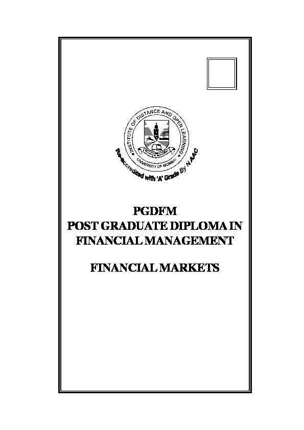 [PDF] Financial Markets - Mumbai University