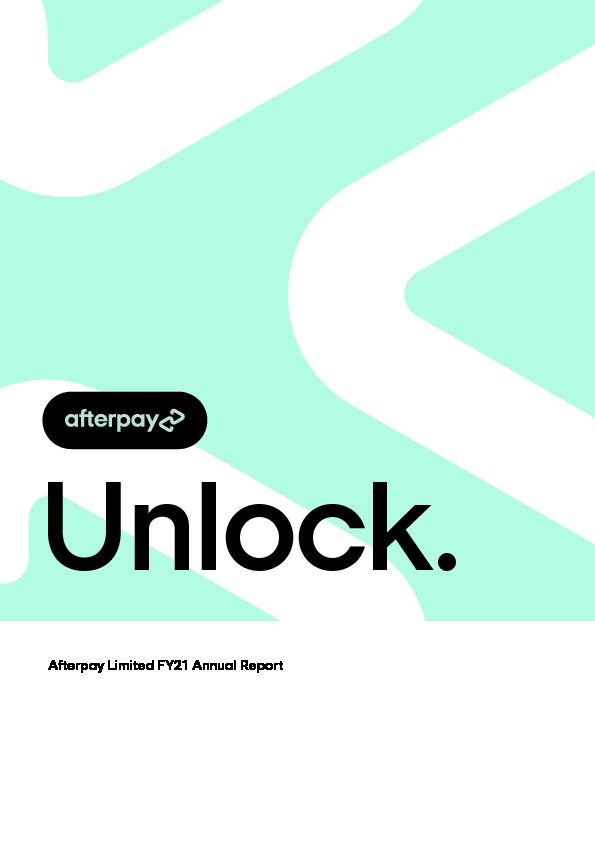 [PDF] Afterpay Limited FY21 Annual Report - Your Creative