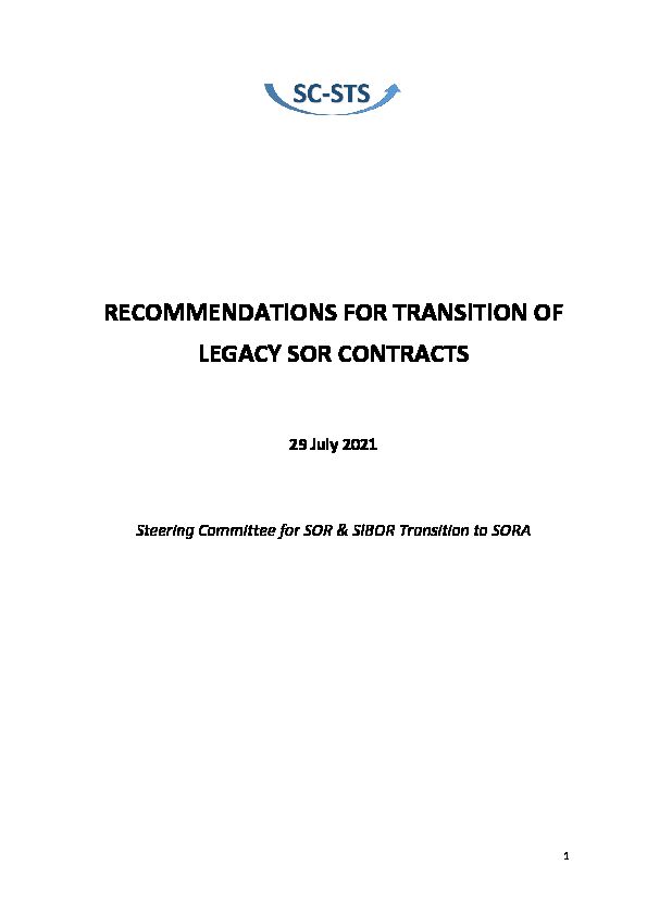 [PDF] RECOMMENDATIONS FOR TRANSITION OF LEGACY SOR