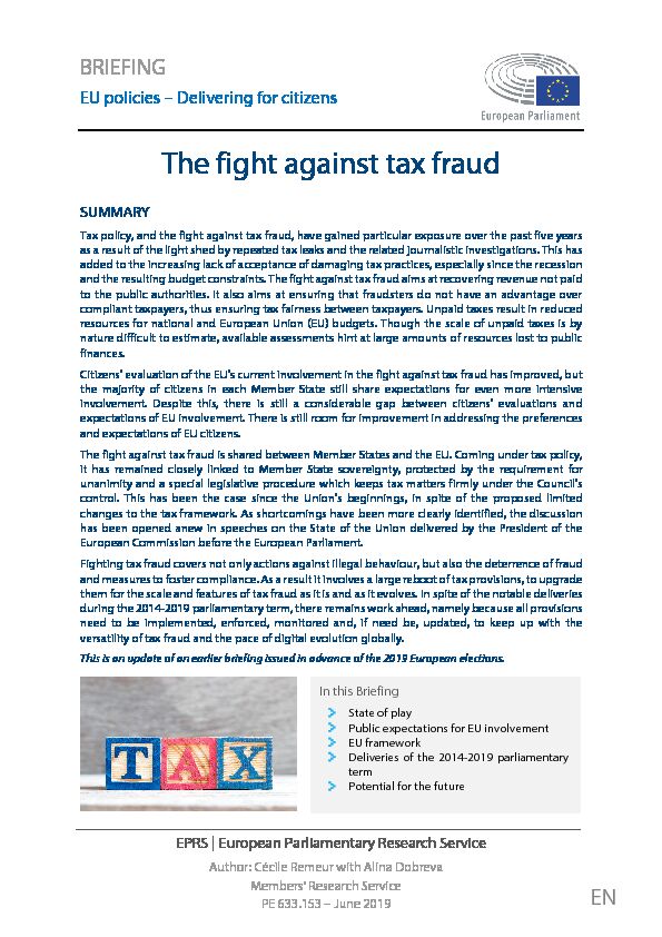 [PDF] The fight against tax fraud - What Europe does for me
