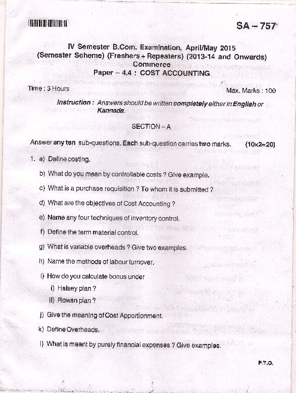 [PDF] Cost Accounting - Question Papers  Seshadripuram College