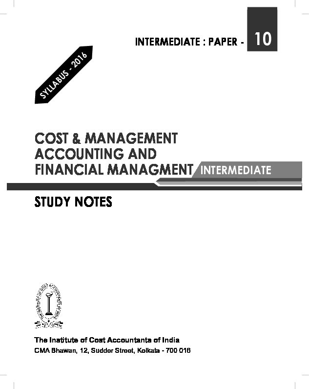 COST & MANAGEMENT ACCOUNTING AND FINANCIAL MANAGMENT - icmaiin