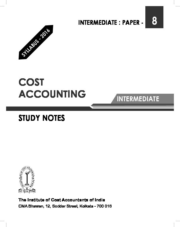 [PDF] COST ACCOUNTING - ICMAI