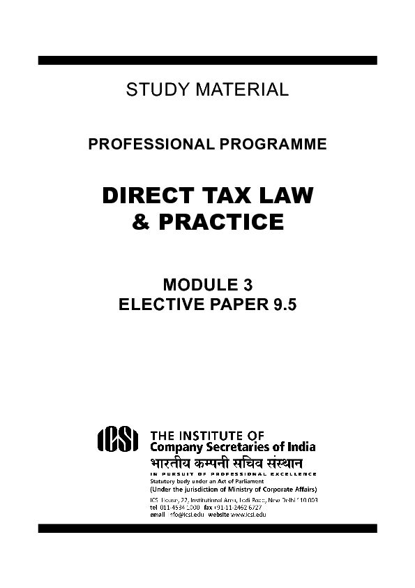 [PDF] DIRECT TAX LAW & PRACTICE - ICSI