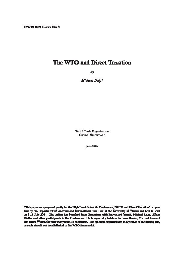 [PDF] The WTO and Direct Taxation - World Trade Organization
