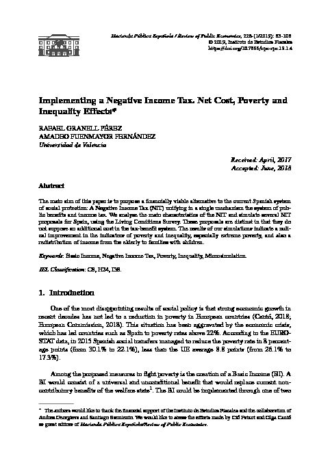 [PDF] Implementing a Negative Income Tax Net Cost, Poverty and - iefes