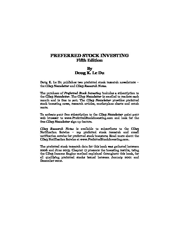 [PDF] PreferredStockInvesting5thEditionpdf