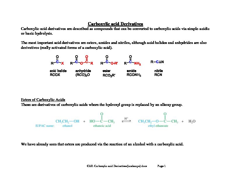 [PDF] Carboxylic acid Derivatives