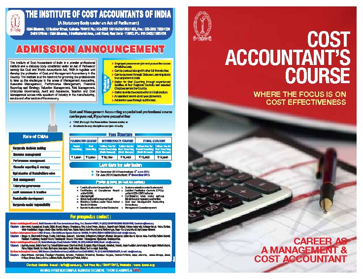 [PDF] COST ACCOUNTANTdS COURSE - ICMAI