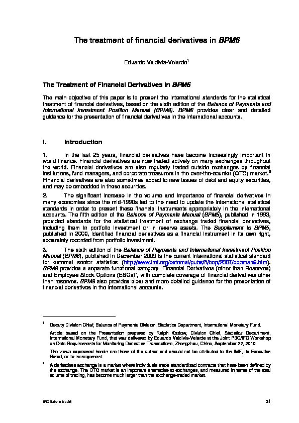[PDF] The treatment of financial derivatives in BPM6