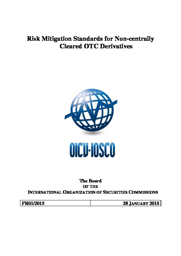 FR01/2015 Risk Mitigation Standards for Non-centrally Cleared OTC