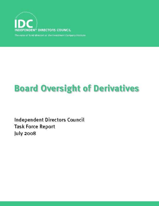 Board Oversight of Derivatives (pdf) July 2008